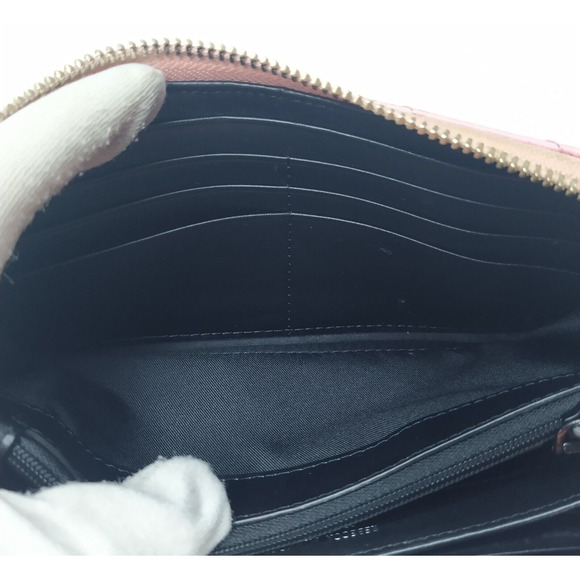 Rebecca Minkoff Pink Leather Chevron Quilted Zip Around Credit Card Wallet - Picture 13 of 16